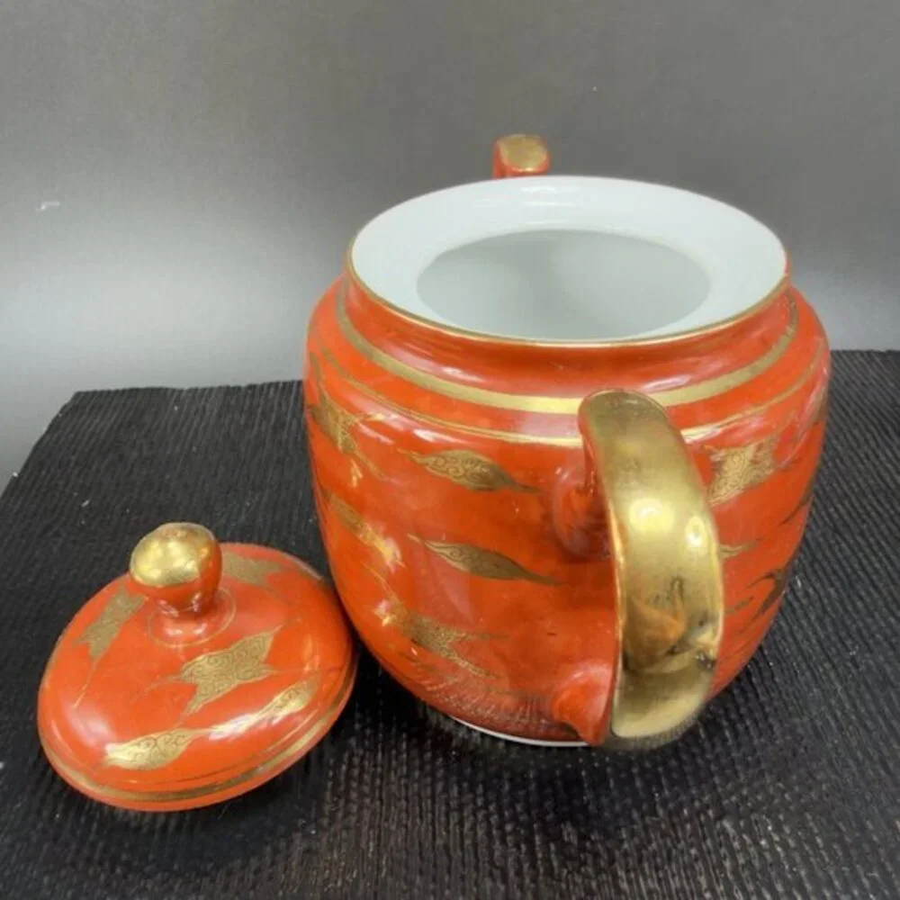 Japanese Eiraku Eggshell Sugar And Creamer Set‎ Phoenix Dragon Pattern Antique